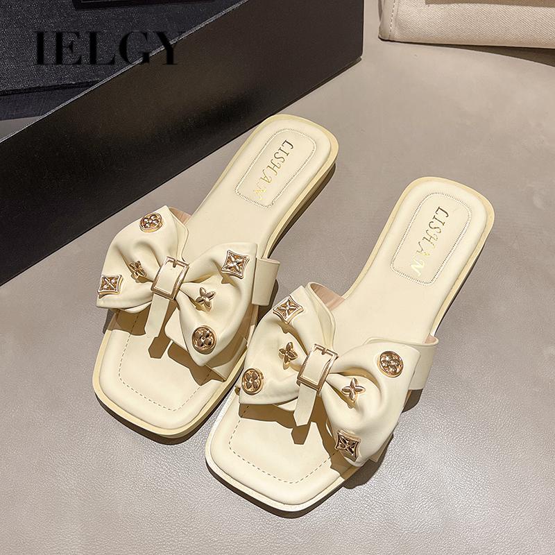 Ielgy Dép Quai Ngang Đính Nơ Đơn Giản Thời Trang Cho Nữ
