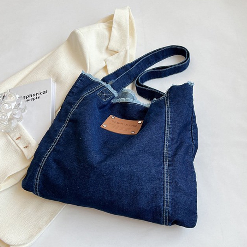 Túi tote Đeo Vai Vải denim Sức Chứa Lớn Thời Trang Hàn Quốc Dễ Phối Đồ Cho Nữ