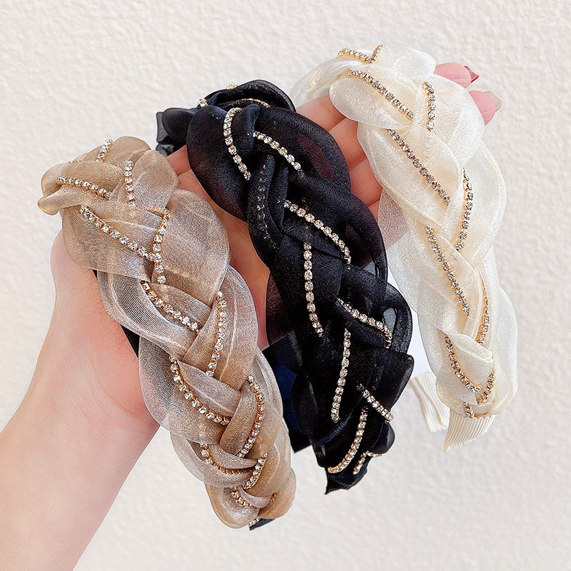 Băng Đô Vải Gạc Vành Rộng Đính Đá Thời Trang Mùa Hè 2023 Mới