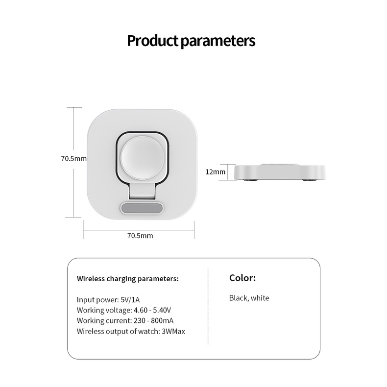 Đế Sạc Không Dây Mini Có Nam Châm Gấp Được Cho Apple Watch series 8 7 6 5 4 SE 3 2 iWatch Type C