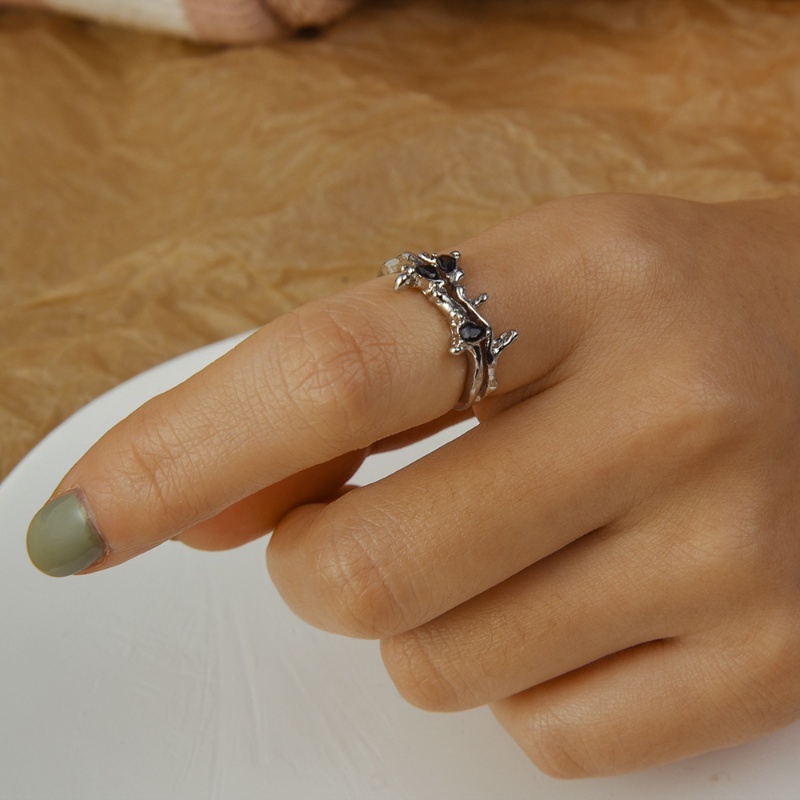 Nhẫn Hở Đính Đá Màu Sắc Đơn Giản Phong Cách Punk Hip Hop Cho Nam Và Nữ