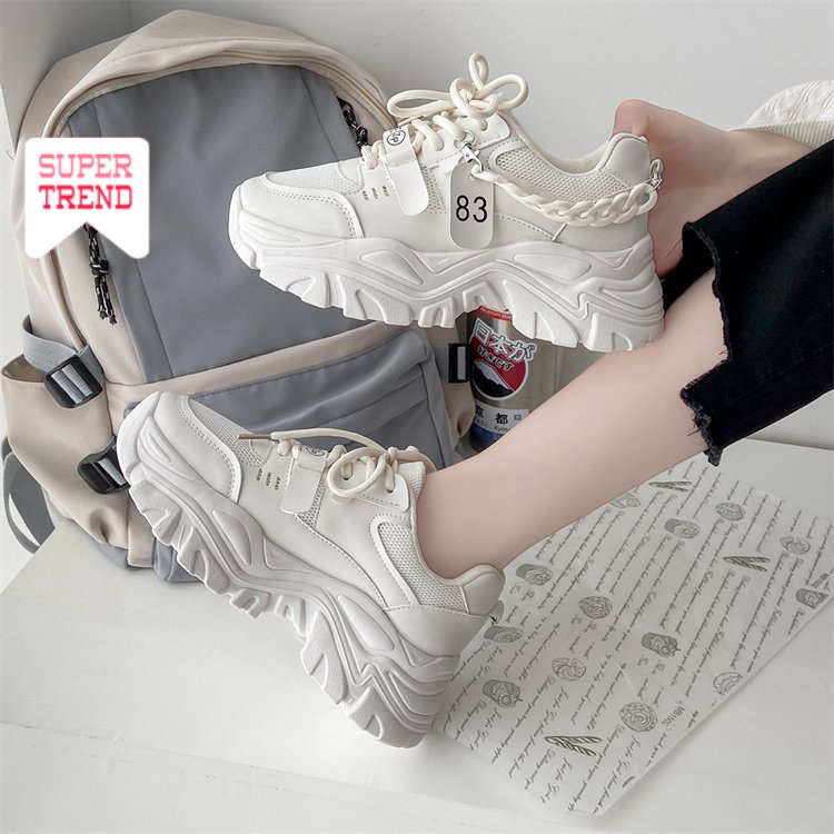 Giày thể thao cột dây thoáng khí thoải mái mũi tròn phong cách mới