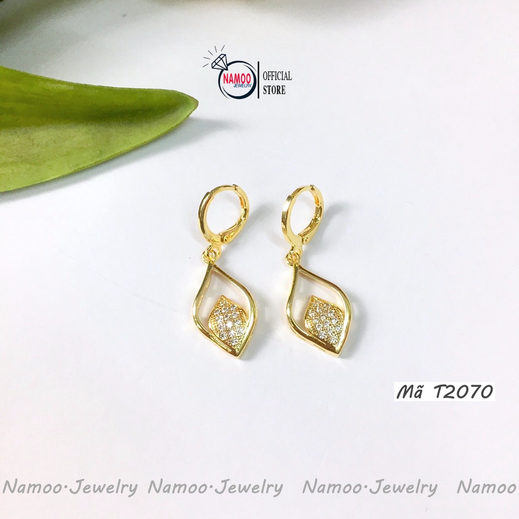 Khuyên Tai Hình Chiếc Lá T2070 Đính Đá Dáng Dài