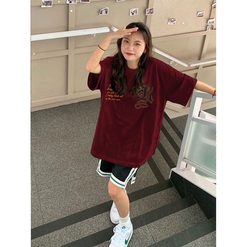 Fried street insover cotton short-sleeved top hiphop trendy brand handsome T-shirt women's size retro 100% American QVF7