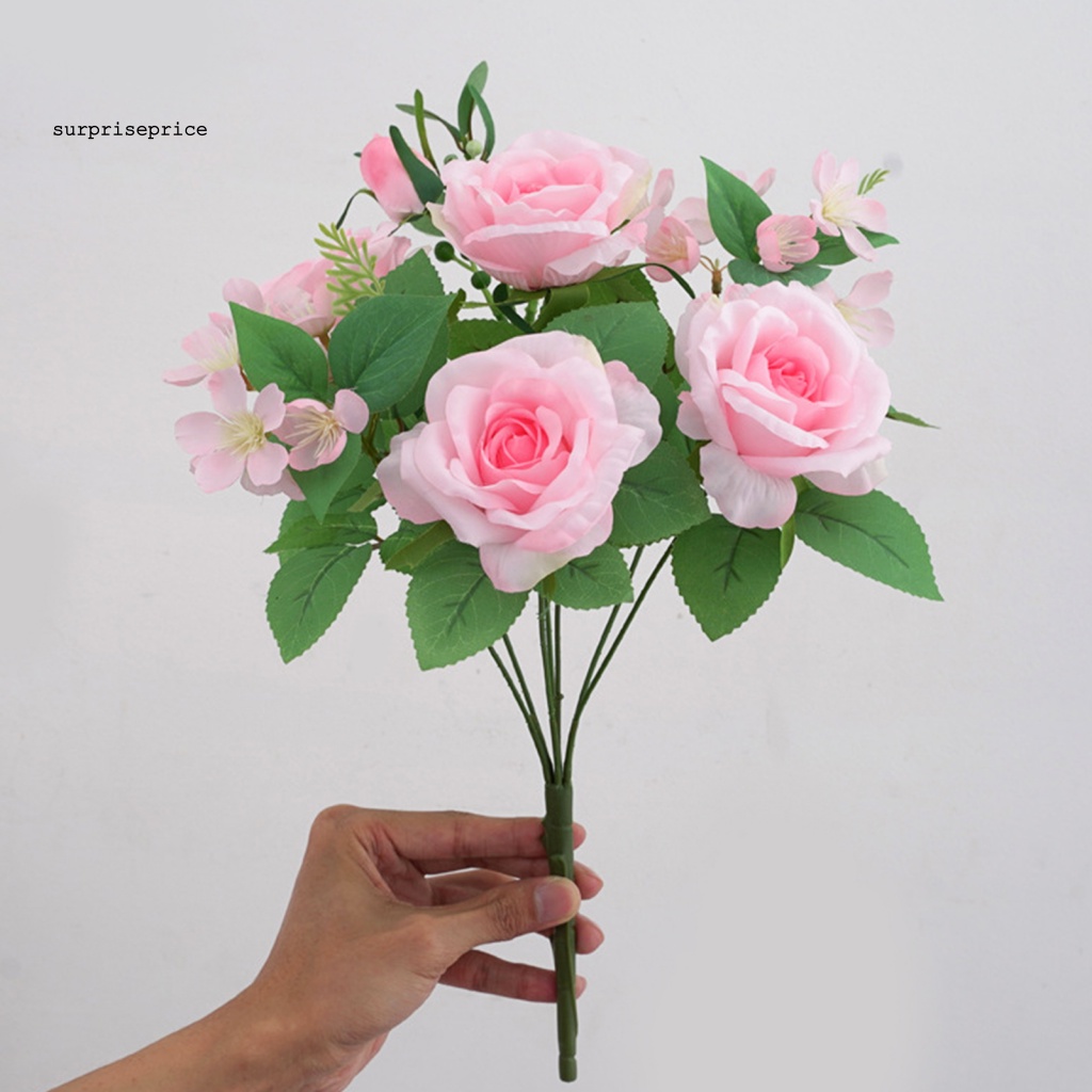 Bó Hoa Hồng Nhân Tạo 7 Bông Trang Trí Tiệc Cưới