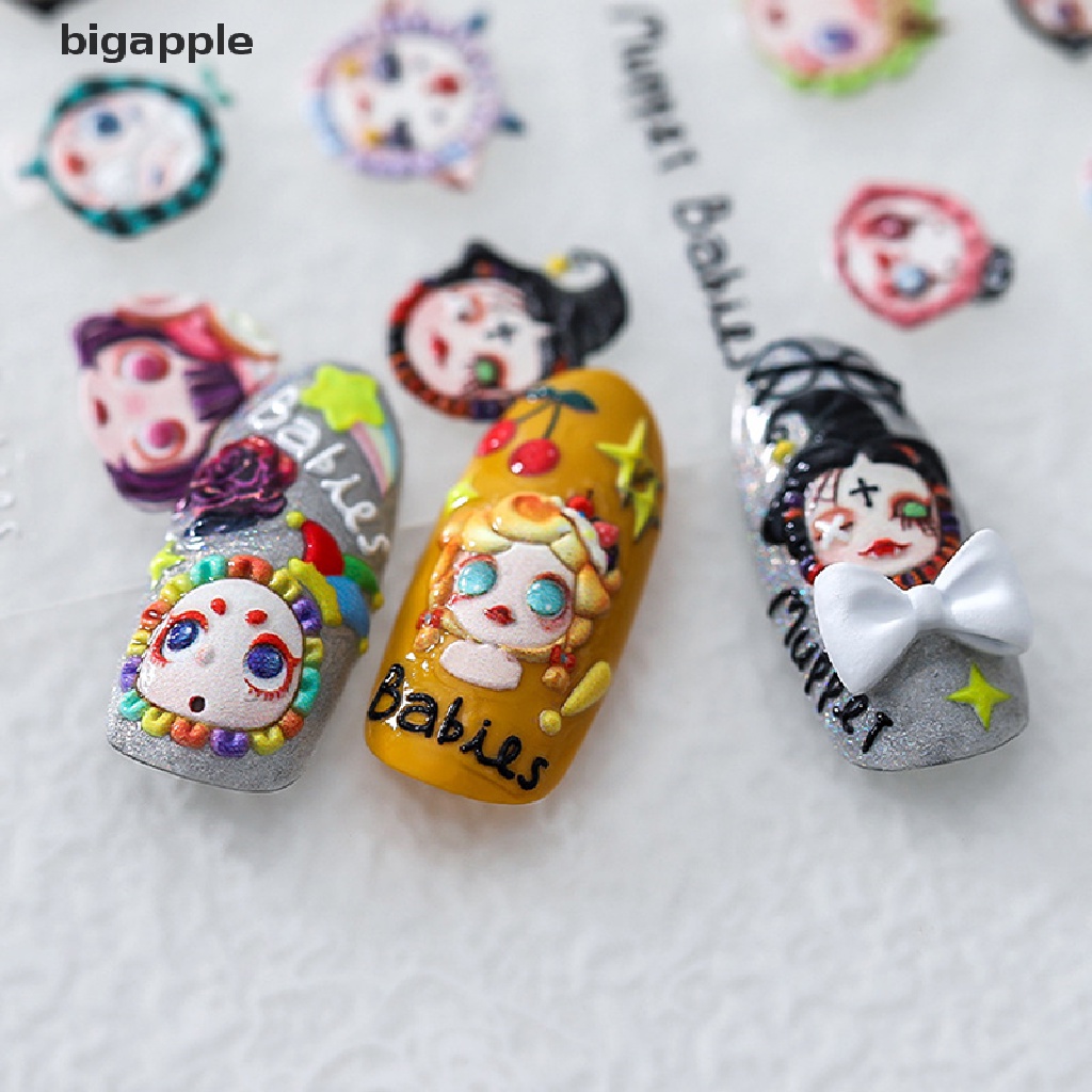 Bigapple 1 Tờ Hình Dán Móng Tay Hình Búp Bê Dập Nổi Đáng Yêu Thời Trang Chất Lượng Cao Rd