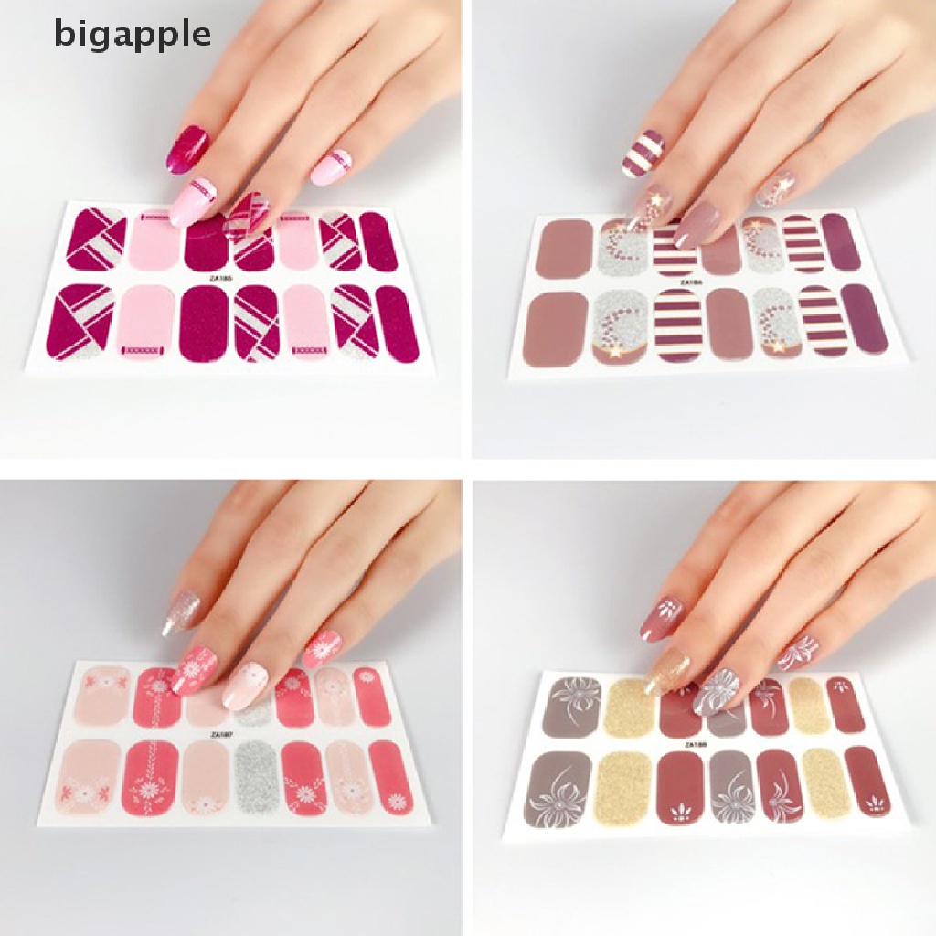 Miếng Dán Móng Tay Giả Họa Tiết Hoa 3D Màu Đồng Bảo Vệ Toàn Diện
