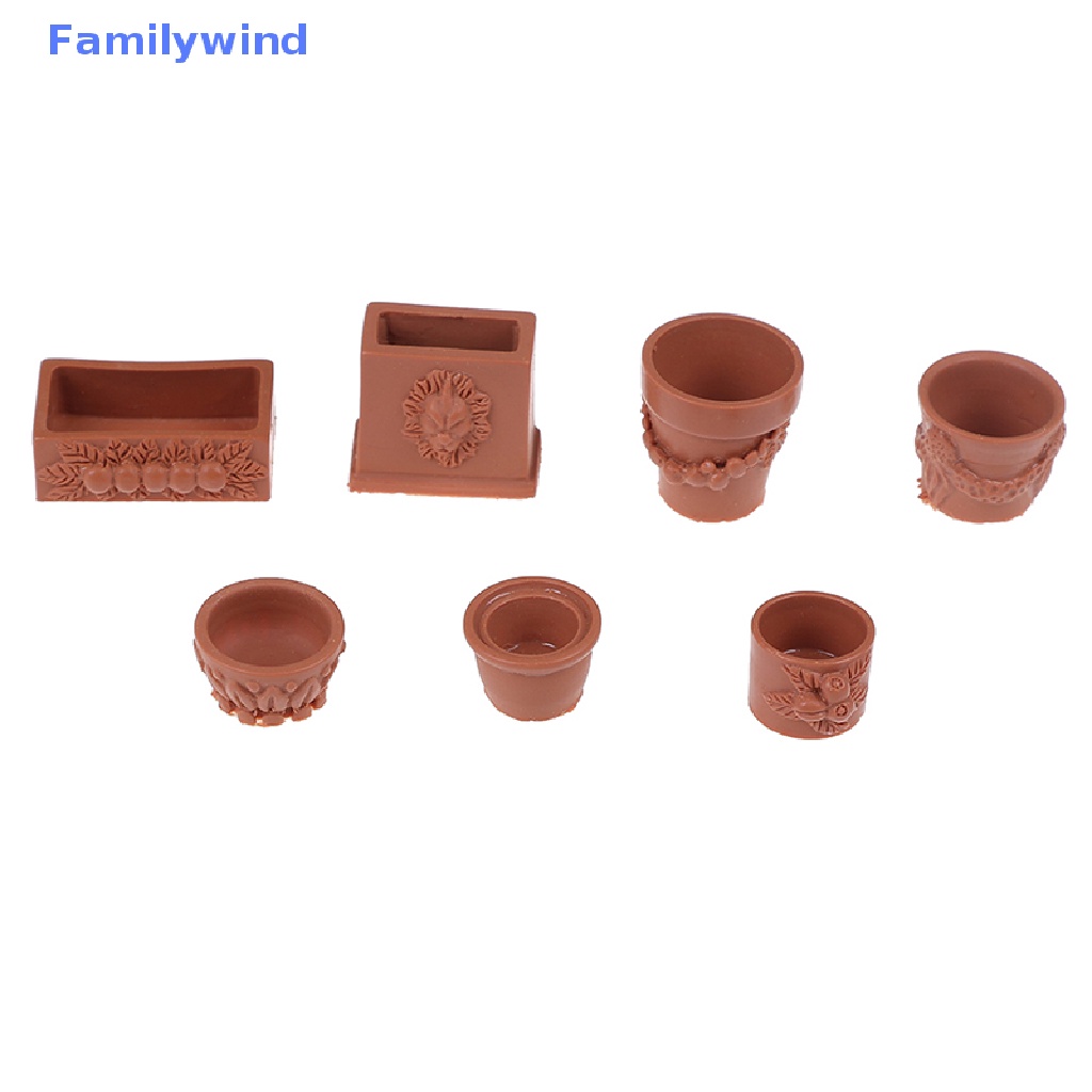 Set 7 Chậu Hoa resin Mini Tỉ Lệ 1: 12 Trang Trí Tiểu Cảnh / Nhà Búp Bê