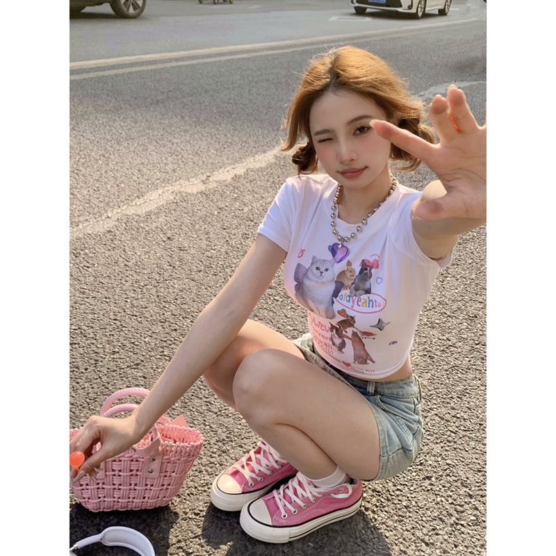 NRVP Áo Thun Tay Ngắn In Họa Tiết Phong Cách Hàn Quốc Mới Cho Nữ