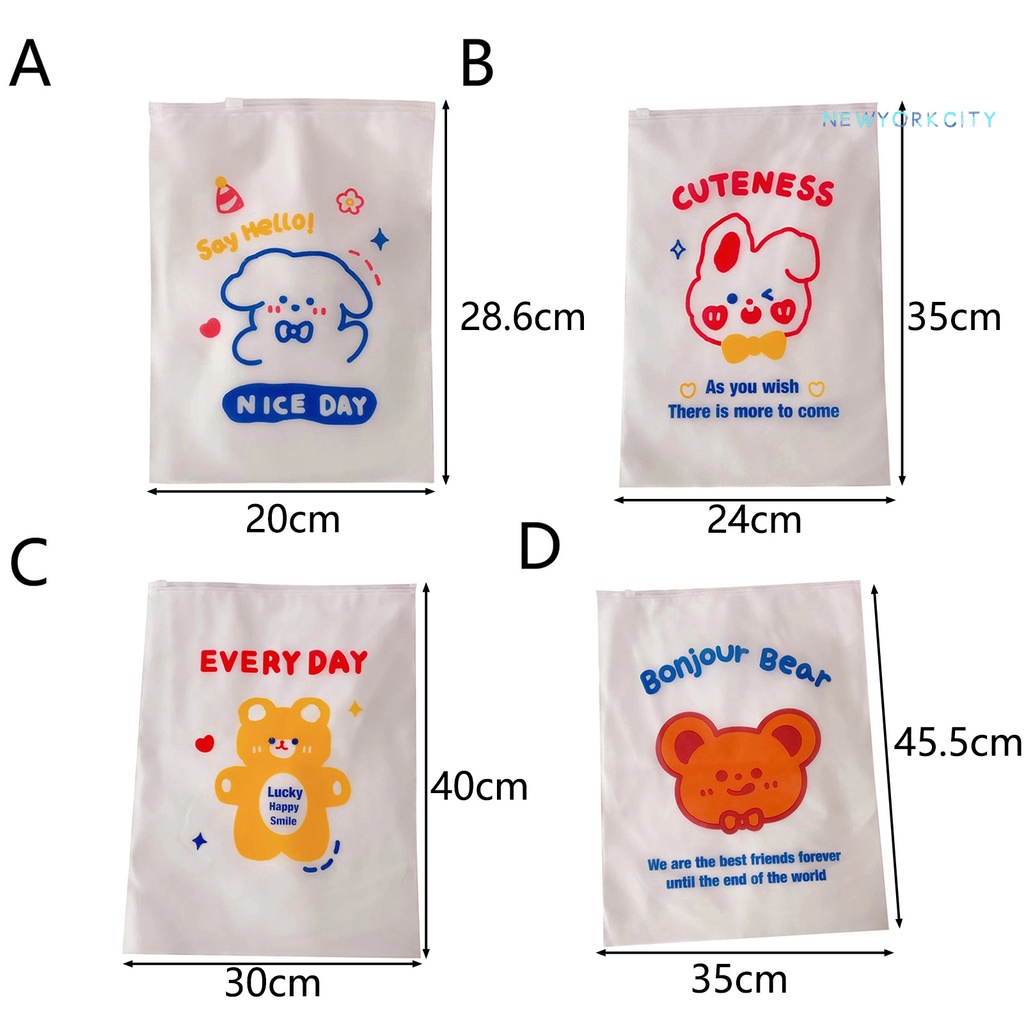 Ny-5 Túi Đựng Đồ Trong Suốt In Họa Tiết Gấu Và Chữ Cái Có Khóa Kéo Nhỏ Gọn Dành Cho Gia Đình