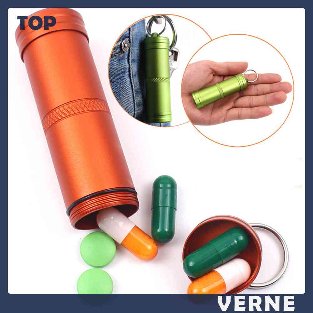 Chai Đựng Thuốc Bằng Hợp Kim Nhôm Chống Thấm Nước Kèm Móc Khóa Tiện Dụng