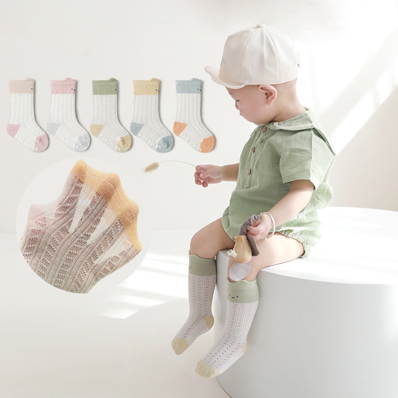 Vớ Cotton Mỏng Thoáng Khí Chống Trượt In Họa Tiết Hoạt Hình / Chữ Dễ Thương Thời Trang Mùa Hè Cho Bé