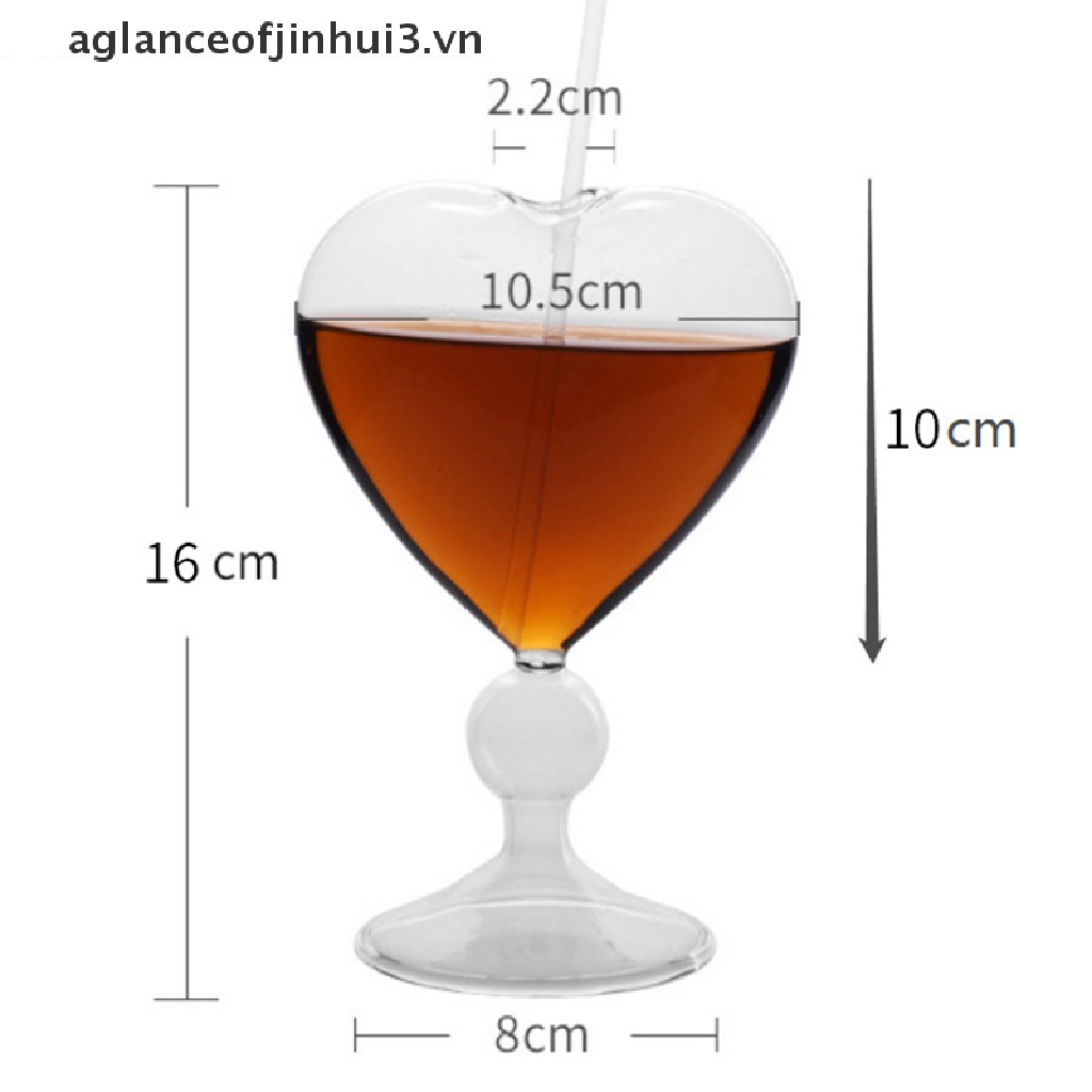 ~ Afhvn ~ Cốc Thủy Tinh Uống Trà Cà Phê Sữa Cocktail Hình Trái Tim Không Có Ống Hút Làm Quà Tặng