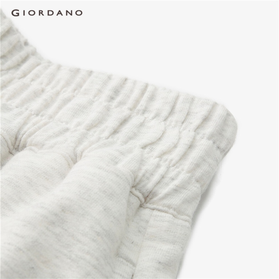 Giordano quần đùi nữ vải thun cotton 100% cạp co giãn hình thêu chữ cái phong cách giản dị dệt kim 05403455