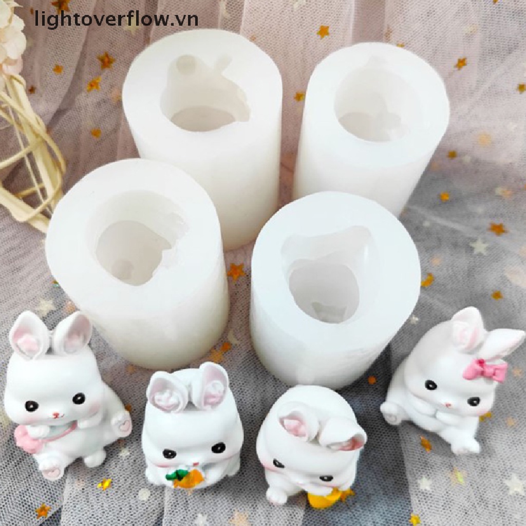 Khuôn Silicon Làm Bánh Kẹo Xà Phòng Hình Thỏ 3D DIY