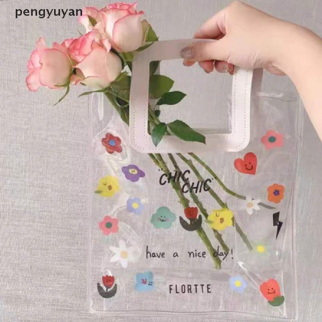 Túi Xách PVC Trong Suốt Họa Tiết Hoa Phong Cách Hàn Quốc [pengyuyan] Cho Nữ