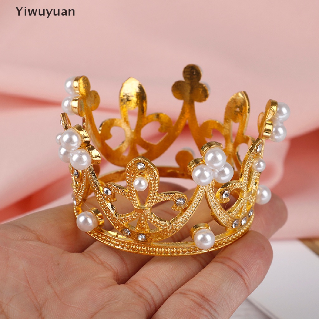 < Yiwuyuan > Cài Tóc Hình Vương Miện Công Chúa Đính Ngọc Trai Pha Lê Màu Vàng Làm Quà Tặng Ngày Lễ Tại Nhà