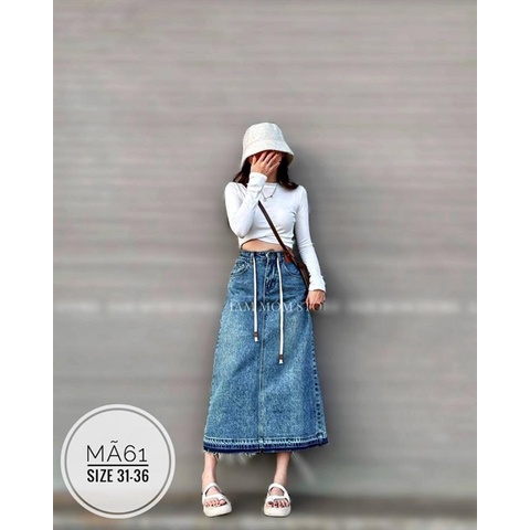 60-90KG CHÂN VÁY JEAN DÀI DÂY 3561 BIGSIZE VƯƠNG NGỌC HÂN