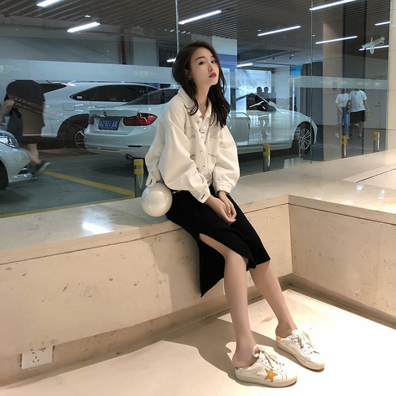 Phiên bản Hàn Quốc của bộ vest nữ, bộ vest hai mảnh, bộ vest thường ngày, váy treo cổ điển theo phong cách Hồng Kông, váy denim nhẹ và thơm của phụ nữ