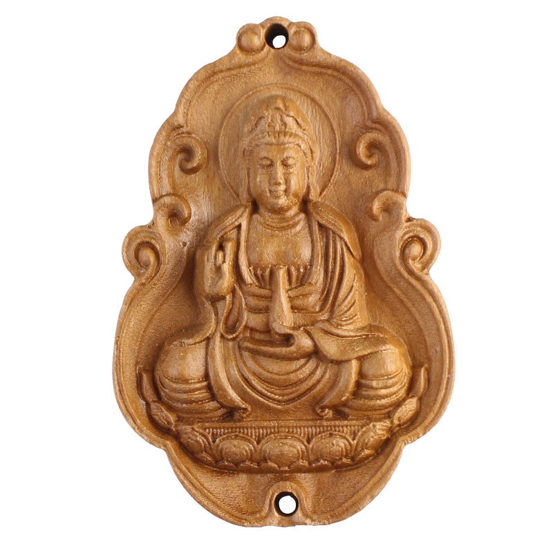 Mặt Dây Chuyền Bằng Gỗ Khắc Hình Quan Âm DIY Thẻ