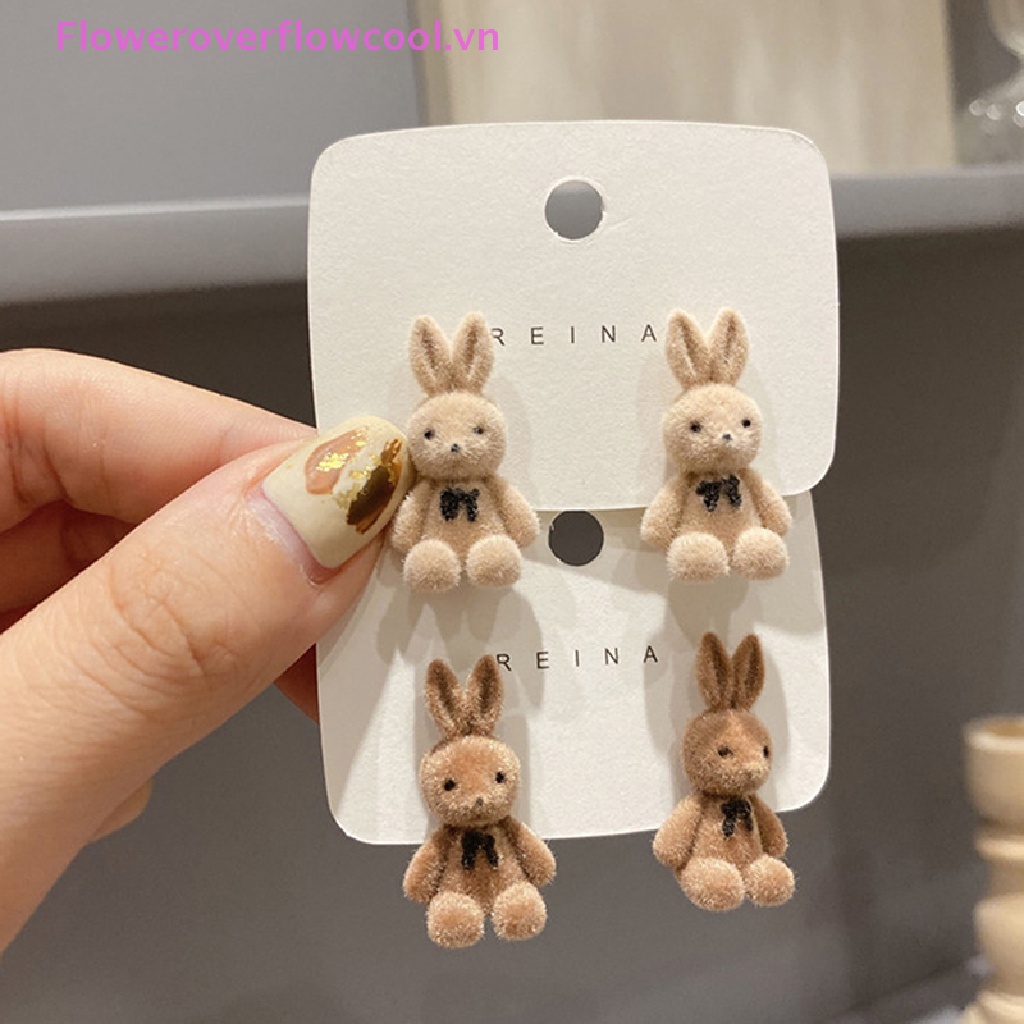 1 Đôi Bông Tai Bạc Hình Gấu / Thỏ Dễ Thương Thời Trang Thu Đông Hàn Quốc 2022