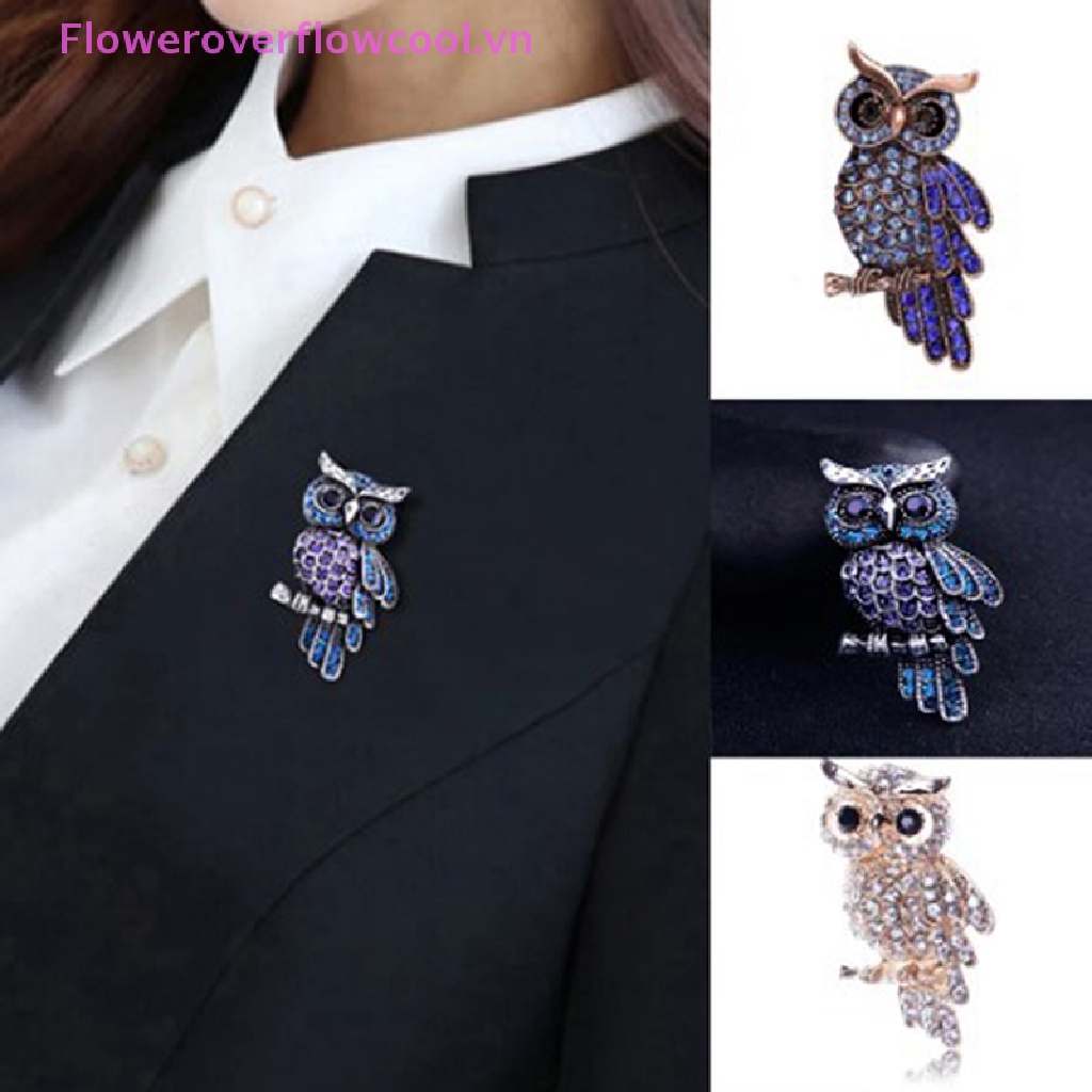 Ghim Cài Áo Hình Cú Mèo Đính Đá Thời Trang