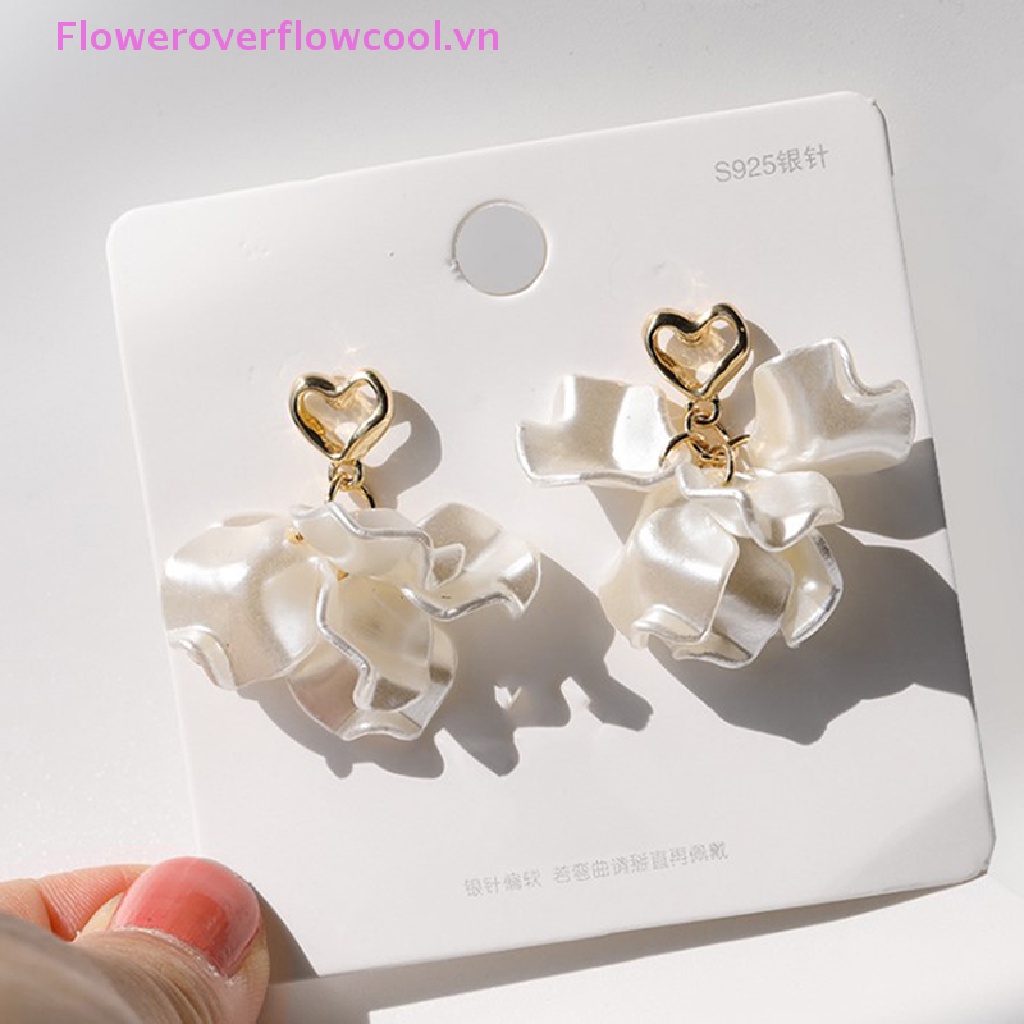 Bông Tai Hình Cánh Hoa Vỏ Sò Bằng Acrylic Phối Kim Loại Kiểu Hàn Quốc Thời Trang Cho Nữ