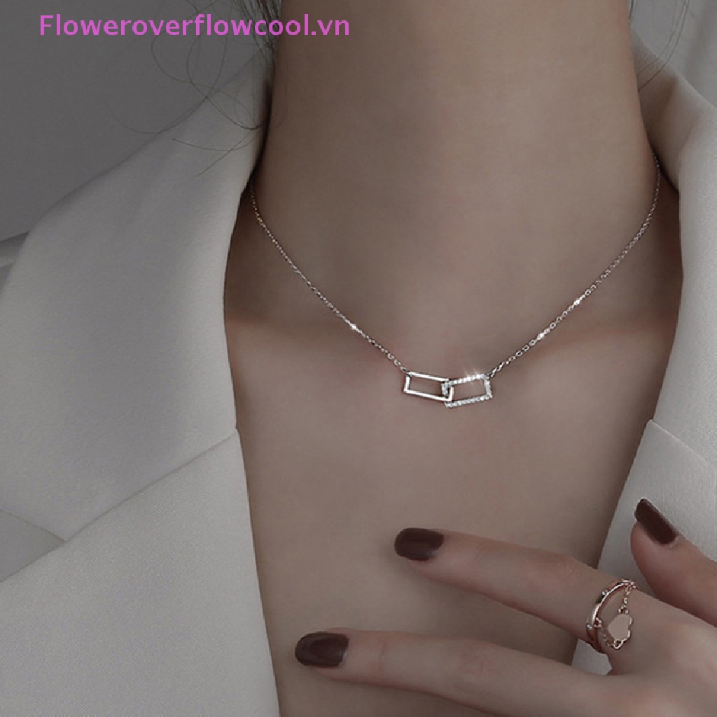 Vòng cổ Hai Lớp Mặt Vuông Đính Đá Lấp Lánh