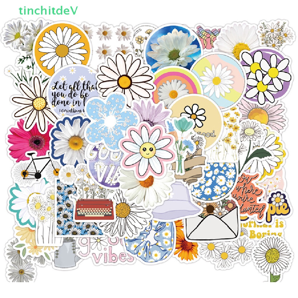 Bộ 50 Miếng Dán Hình Hoa Cúc Graffiti Trang Trí Vali / Laptop / Điện Thoại / Ván Trượt
