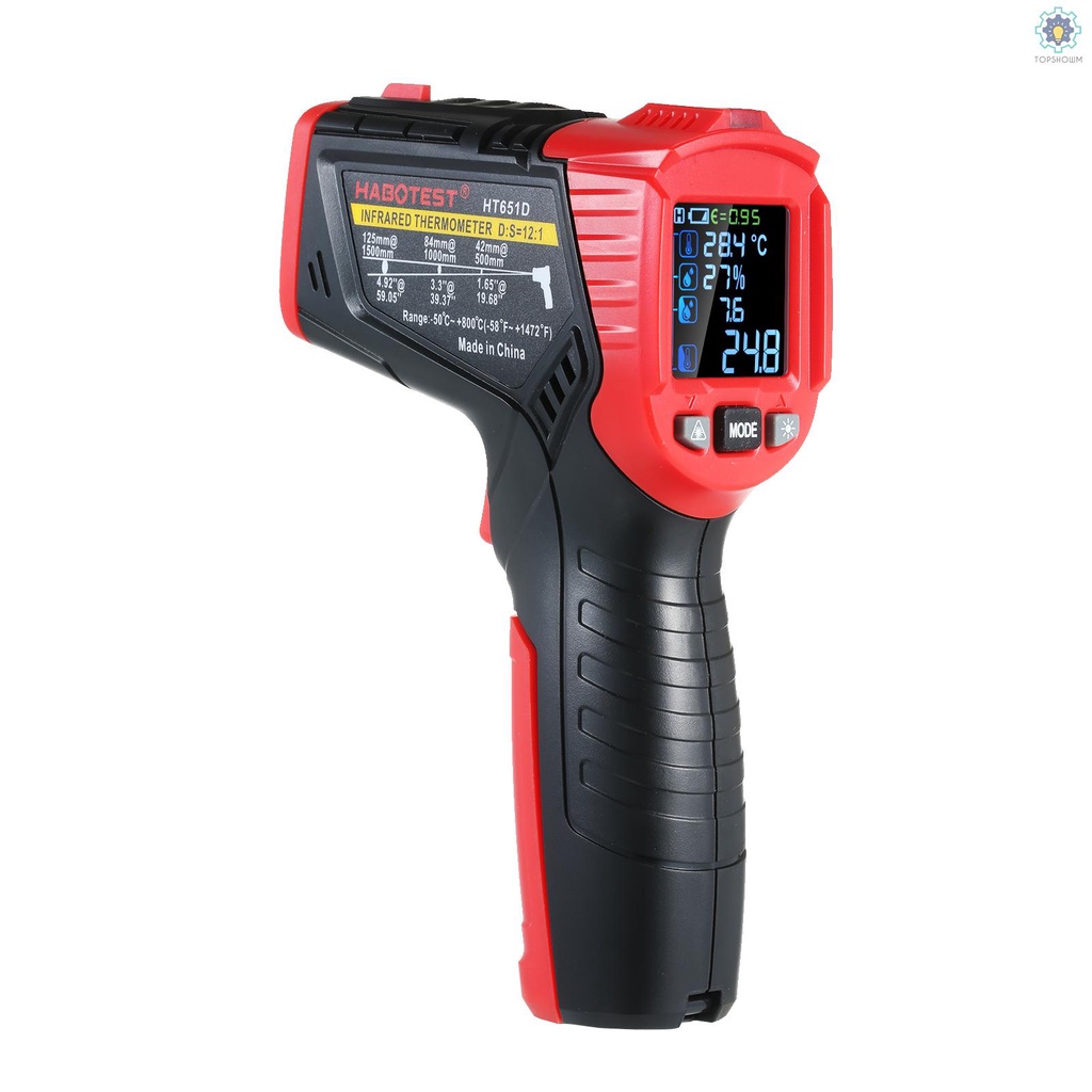 Nhiệt Kế Hồng Ngoại 58 Đến 14722 Tosw) HABOTEST Không-Contact Hồng Ngoại - 58 Đến 1472°F Đồng Hồ Đo Nhiệt Độ Chính Xác Cao K-Type Thermocouple Có Thể Điều Chỉnh Bằng Tia UV Leaissity