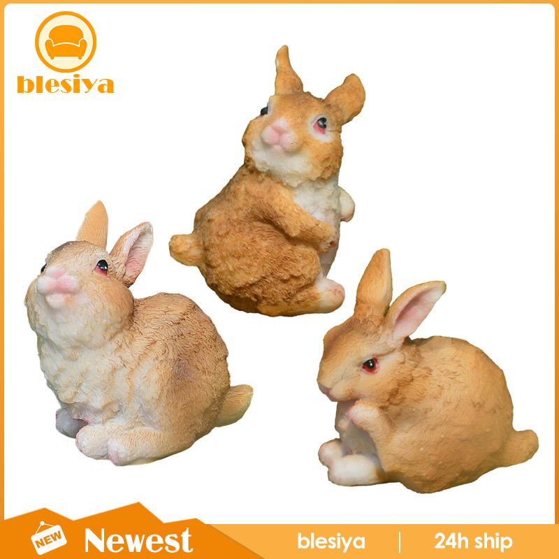 [Blesiya] Set 3 Bức Tượng Thỏ Nhỏ Trang Trí Chậu Hoa