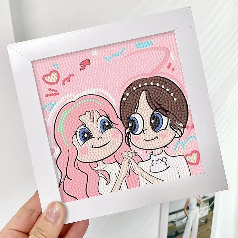 Bộ Tranh Đính Đá Tự Làm Họa Tiết Cặp Đôi Phong Cách Mới Dùng Làm Quà Tặng Cho Bạn Gái / Bạn Trai