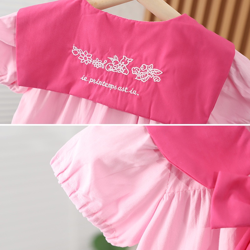 Đầm Công Chúa Giả Hai Lớp Phối Lưới Thắt Nơ Dễ Thương Cho Bé Gái 1-5 Tuổi