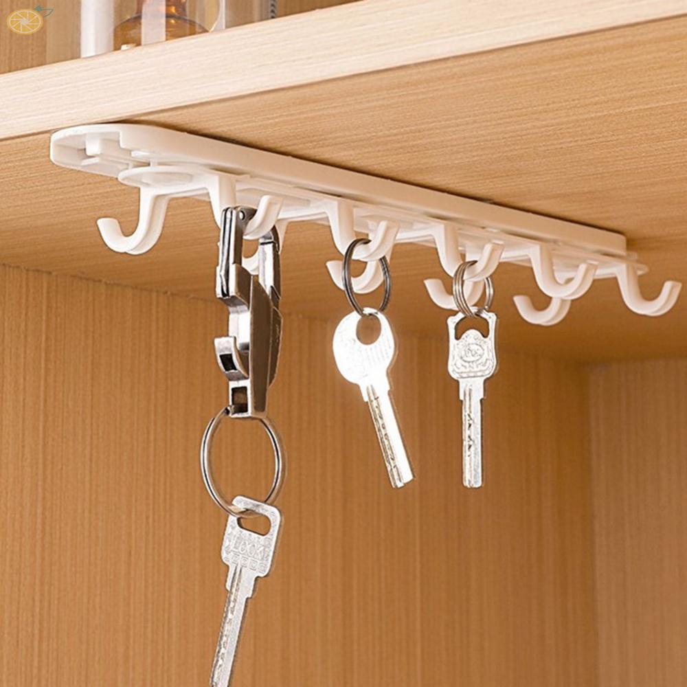【VARSTR】Hanger Door Kitchen Office Metal Towel Under Shelf Wall Mounted 5 Hook