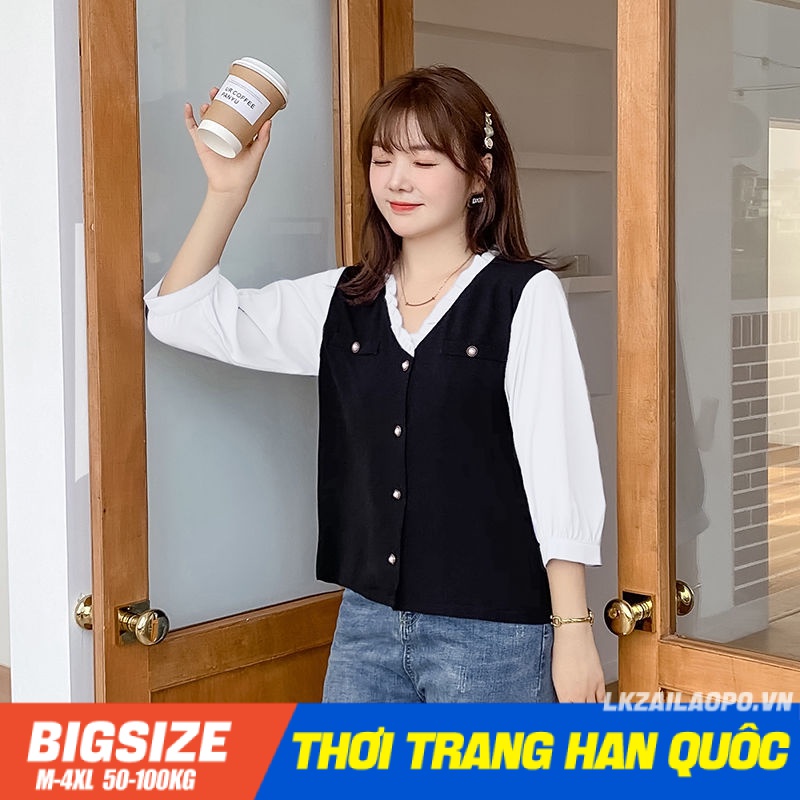 Áo sơ mi nữ tay lỡ Bigsize Áo sơ mi voan form rộng cổ chữ v mùa hè Phong cách Hàn Quốc Thời Trang đẹp