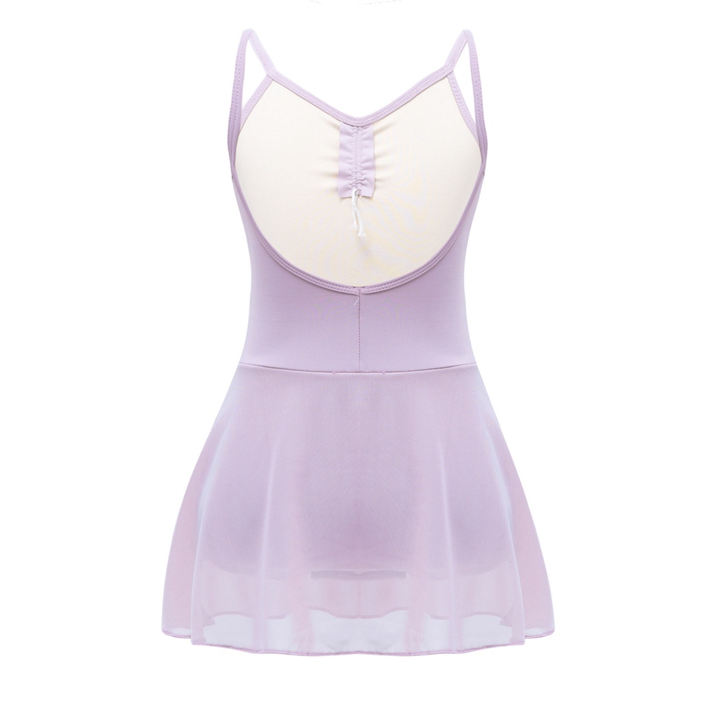 Trẻ Em Bé Gái Khiêu Vũ Quần Áo Suspender V Neckline Ruched Mặt Trước Không Lưng Màu Trơn Kiểm Tra Thể Chất Đầm Ballet Quốc Gia