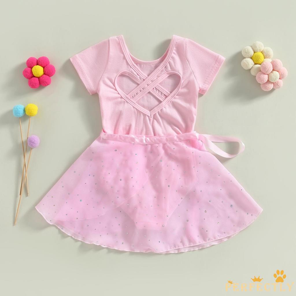 Đầm Múa Ba Lê Ngắn Tay Cổ Tròn Cho Bé Gái