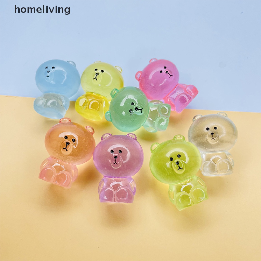 Bộ 6 Gấu Nâu Dạ Quang Ba Chiều Bằng Nhựa Resin Dễ Thương Dùng Trang Trí Diy