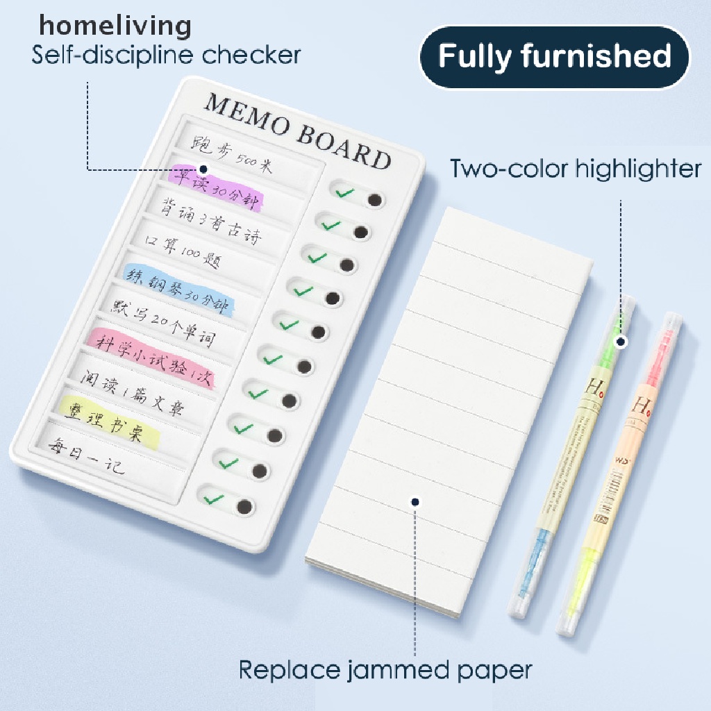 Homeliving Bảng Ghi Chú Lập Kế Hoạch Hàng Ngày Bằng Nhựa Có Thể Tái Sử Dụng Cho Bé Tự Phục Hồi
