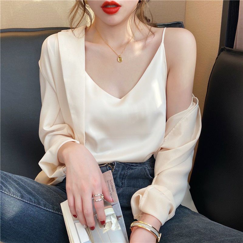Áo Lót satin Cổ Chữ V Mỏng Thời Trang Mùa Hè Cho Nữ