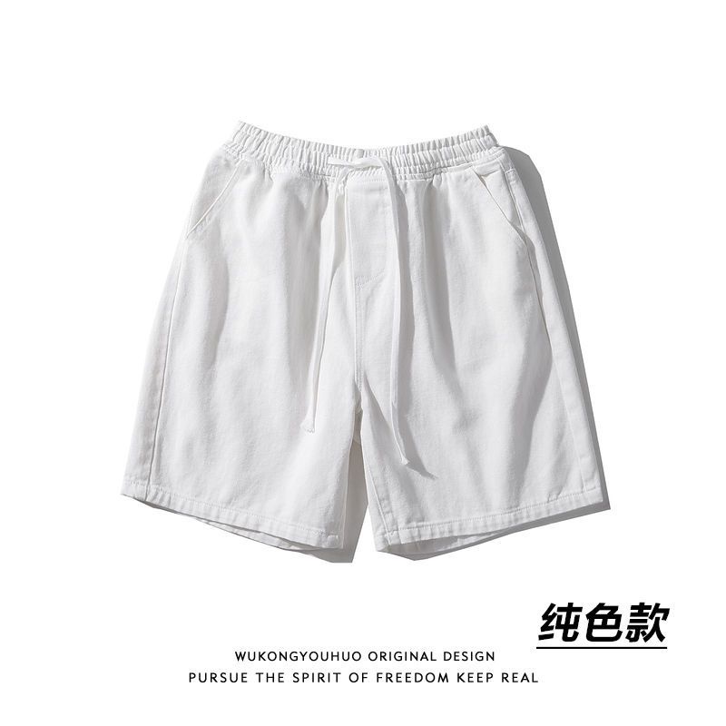 Quần Short Denim Dáng Rộng Phối Dây Ruy Băng Túi Lớn Thời Trang Mùa Hè Cho Nam
