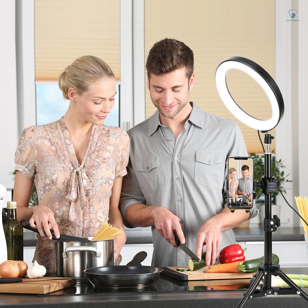 Vòng Đèn LED 8 Inch 3 Chế Độ Điều Khiển Từ Xa Kèm Giá Đỡ Điện Thoại / Máy Quay Video YouTube