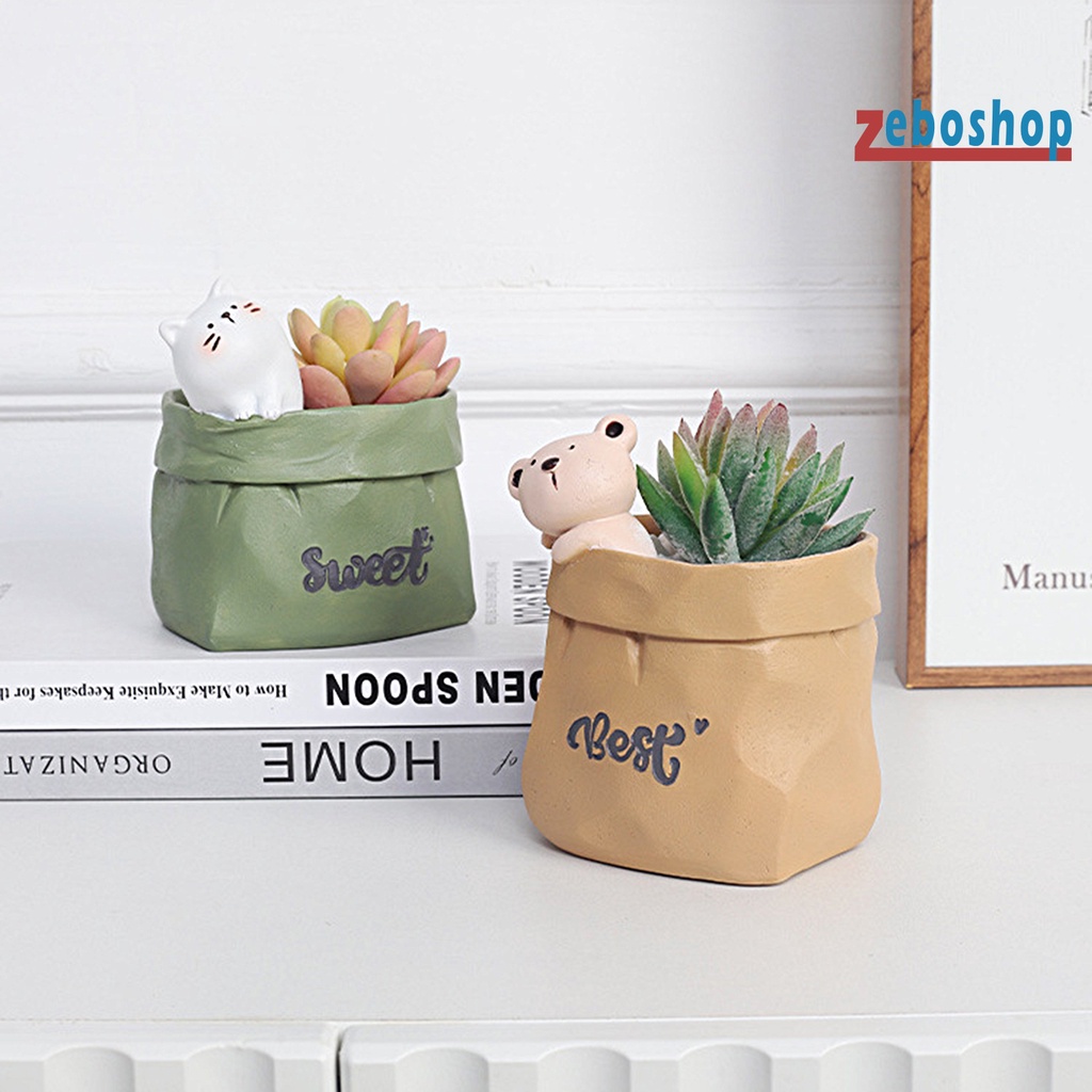 Túi Đựng Bút / Chậu Cây Cảnh Bằng Resin Giả Resin Đa Năng Họa Tiết Hoạt Hình Cổ Điển