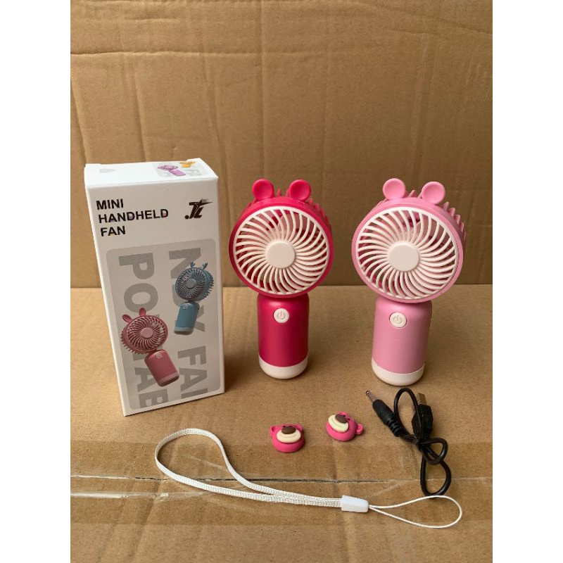 Quạt Cầm Tay Mini , Quạt Sạc Tích Điện Cầm Tay Gấu Dâu Lotso Màu Hồng, Quạt mini cầm tay gấu hồng nhỏ gọn, tiện lợi
