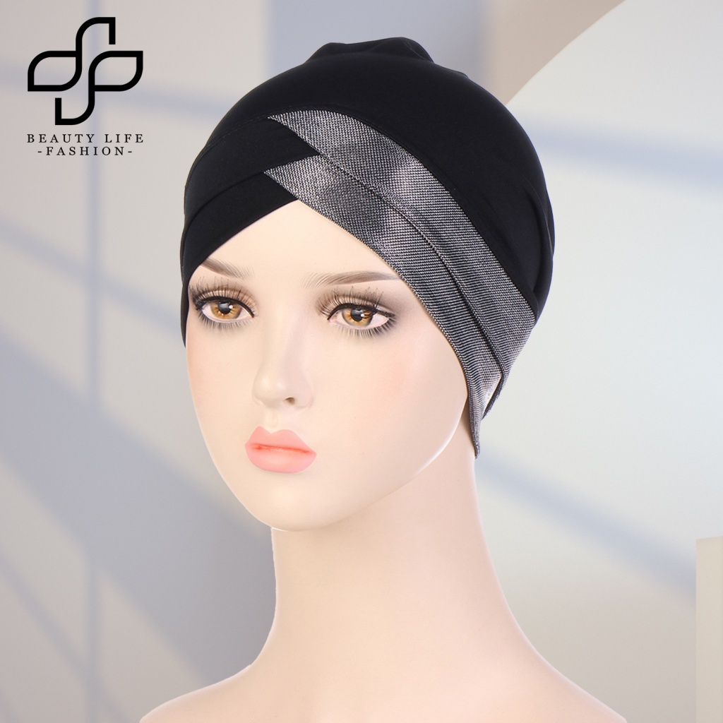 Khăn Turban Lụa Bóng Quấn Đầu Gấp Gọn Thời Trang Cho Nữ