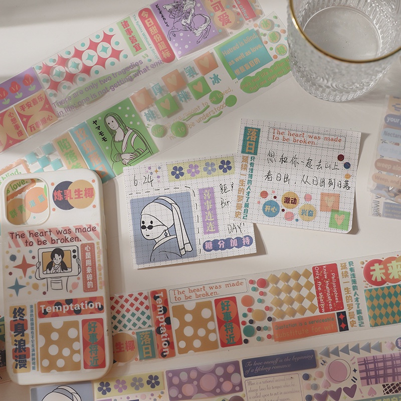 Cuộn Băng Keo Dán Trang Trí Sổ Tay Hình Lá Cây Dễ Thương