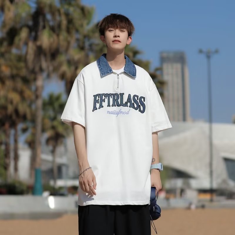 Áo polo Tay Ngắn Dáng Rộng Phong Cách Hàn Quốc Thời Trang Mùa Hè Hàng Mới Dành Cho Bạn Nam
