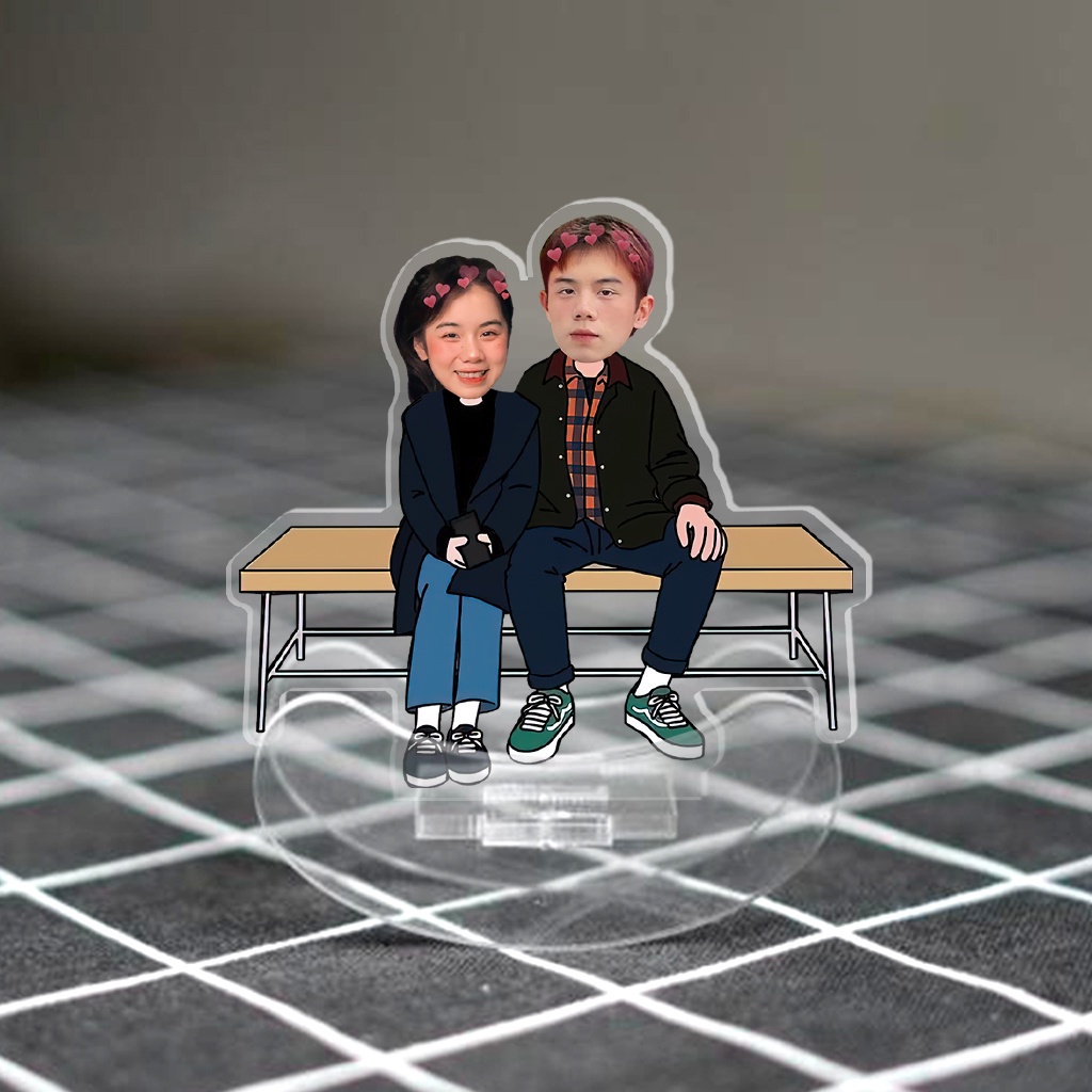 Standee lắc lư cặp đôi in theo yêu cầu chibi đáng yêu quà tặng cho người yêu, người thân, bạn bè