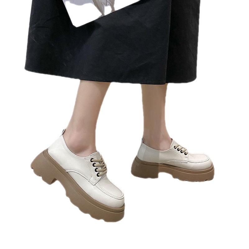 Giày oxford buộc dây đế nâu hai màu đen trắng phong cách trẻ trung năng động