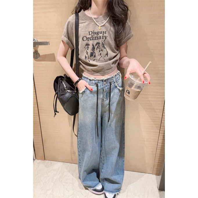Set Áo Thun Ngắn Tay + Quần Jeans Dài Thời Trang Cho Bé Gái